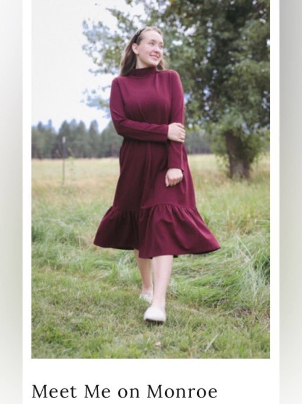 Dainty Jewells Burgundy Midi Dress with Ruffle Hem